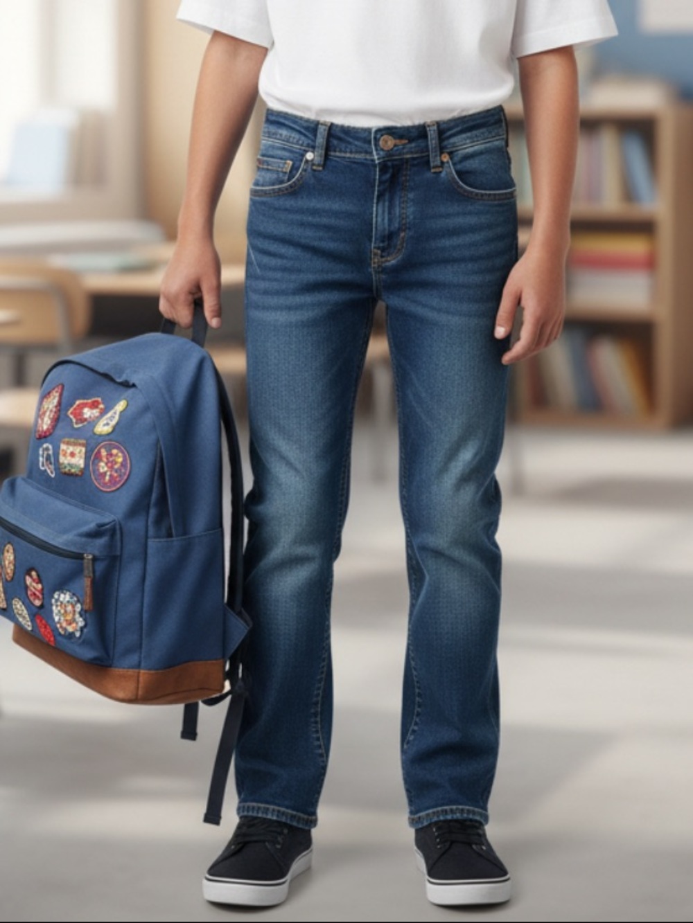 GAP Boys Indigo Straight-Fit Adjustable Waist Tabs Jeans | Back to School
